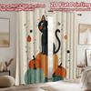 2D flat printing 2pcs Party Curtains Black Cat Pumpkins Cute Halloween Digital Printed Polyester Drapes Festive Wall Decor Use