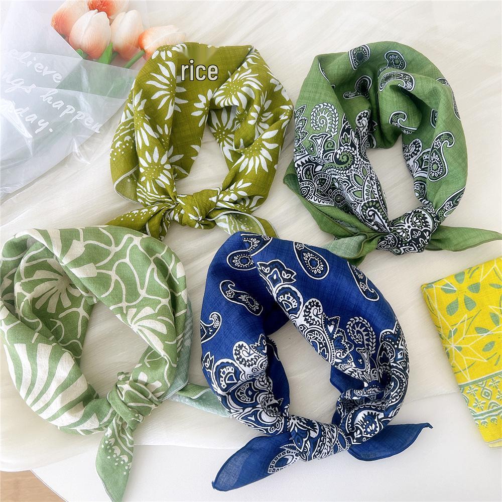 55 Cashew Cotton Linen Versatile Square Scarf - Women's Lightweight Summer/Autumn Accessory