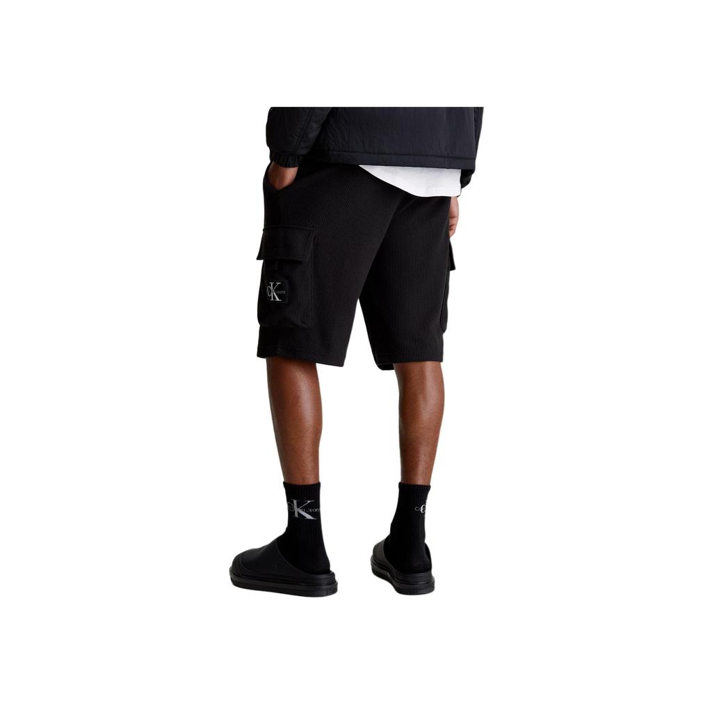 Calvin Klein Solid Color Logo Embroidered Cropped Casual Shorts Men Shorts Black J30J325136-BEH