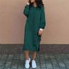 Big Size Autumn Winter Fashion Solid Sweatshirt Dress For Women O Neck Long Sleeve Casual Loose Femme Dresses New Office Ladies Dress