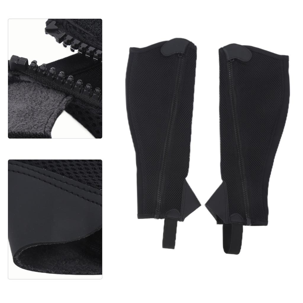 2pcs Half Chap Black Flexible Mesh Equestrian Half Chap for Children Horse Riding  