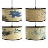 Chinese Retro Style Handmade Bamboo Lamp Shade  Flower Print Lampshade Home Decor Chandelier E27 Lampshade Crafts