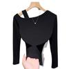 Women's One-Shoulder Slim-Fit Long-Sleeve T-Shirt - Early Autumn Niche Design