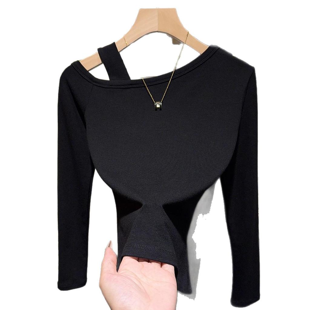 Women's One-Shoulder Slim-Fit Long-Sleeve T-Shirt - Early Autumn Niche Design