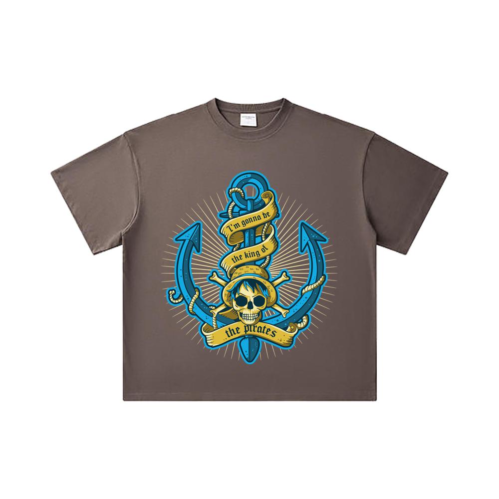 260 GSM Double Yarn 32 Count 100% Cotton One Piece V35 Luffy Kaido Logo Print Unisex Heavy Cotton T Shirt