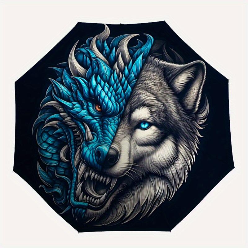 

1pc Dragon Wolf Umbrella - 8-Rib Automatic Open/Close, Fashionable Compact Umbrella for Outdoor Adventures yy250813161