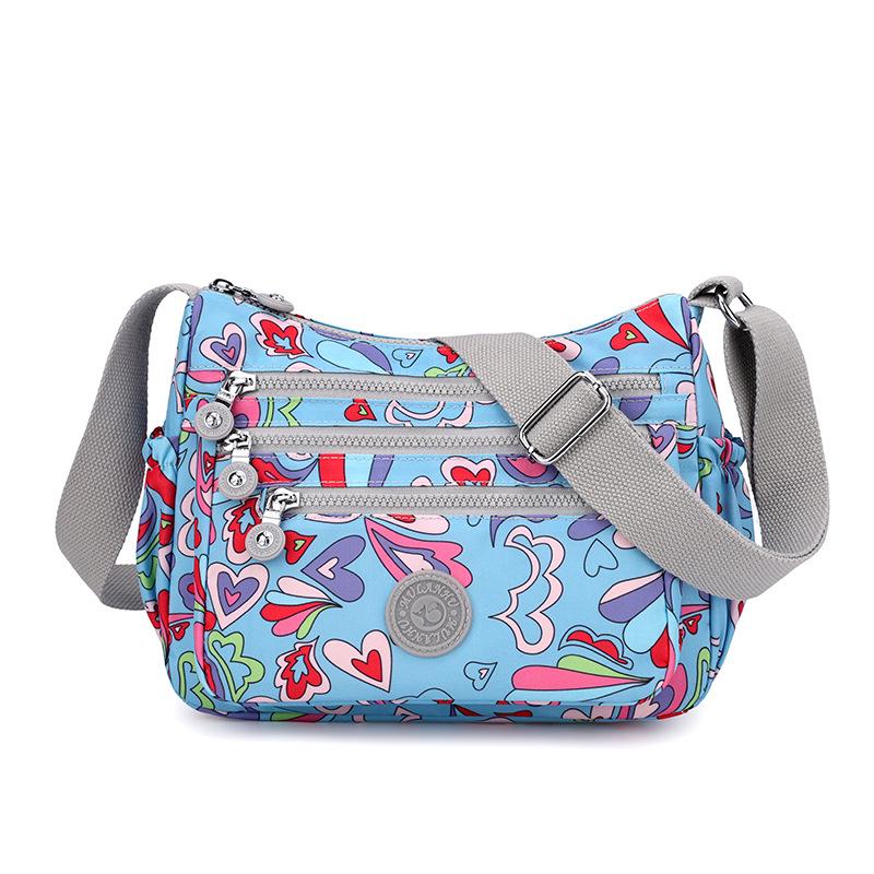 Printed Nylon Mom Bag - Oxford Cloth, Single Shoulder/Crossbody, Casual Lightweight Canvas Bag for Women