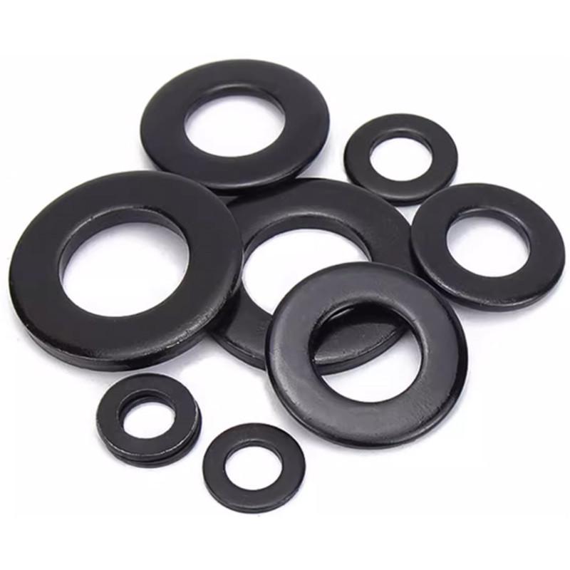 Large Black 304 Stainless Steel Ultra-Thin Oversized Flat Washer, Zinc-Plated