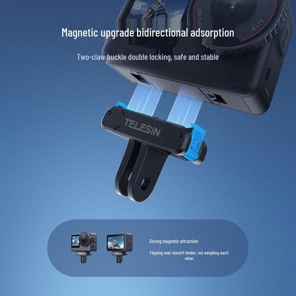 TELESIN Magnetic Quick-Release Base & Two-Prong Adapter for DJI Action 6 Osmo Nano
