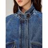 INMAN Women's Retro Stand Collar Short Denim Bomber Jacket