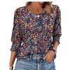 Women's Clothing, Spring, Loose, Casual, Printed, Seven Quarter Sleeves, Round Neck, T-shirt, Top