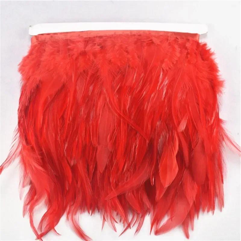 FeatherColored Pheasant Feathers On Tape Trim Fringe White Black Rooster Chicken Feather Skirt Trims Clothes Ribbon Sewing Handicrafts