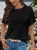 Maglione da Donna Leggero a Manica Corta in Maglia Girocollo Top Pullover Estivo