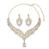 Große Wassertropfen Schmuck Europäisches und Amerikanisches Halskette Ohrringe Zweiteiliges Set Blume Braut Retro Premium Design Set