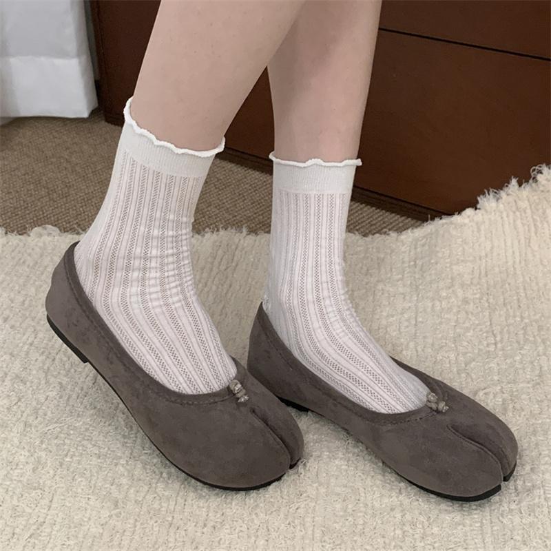 IPPEUM Velvet Mary Jane Shoes 2025 New Ballerinas Shoes Mujer Split Toe Ballet Flats