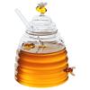 Pokaro Tea Honey Pot with Honey 520ml Full Stylish Glass Honey Container with Perfect for Home Handmade Condiment Honey Throat Gift Sticks, Cute,