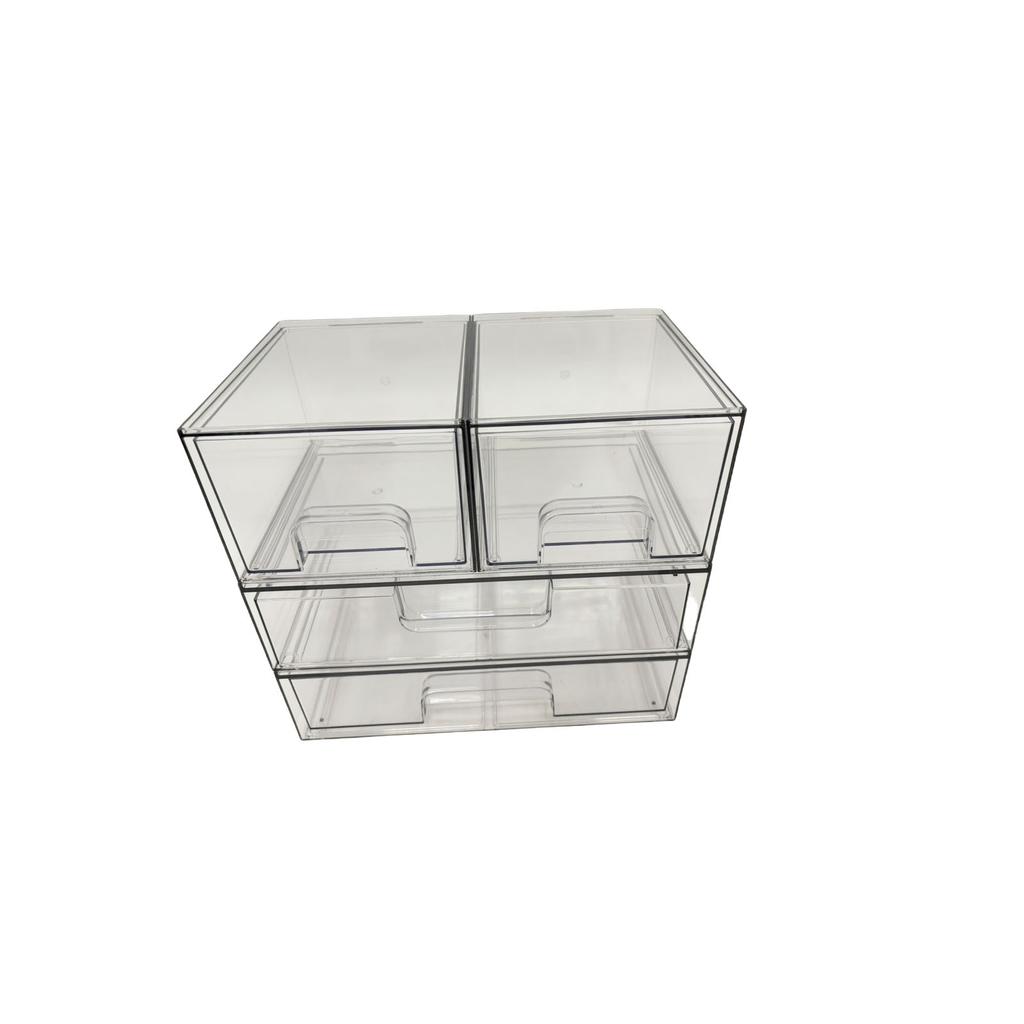 Clear Stackable Storage Drawers Transparent Acrylic Bathroom Makeup Organizer Plastic Bins for Cosmetics Display