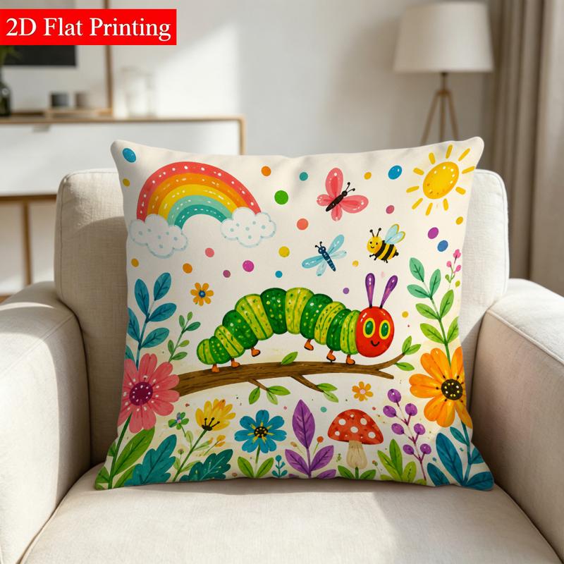 1pc 2D Flat Printing Double-Sided Throw Pillow Cover, No 3D/Real Embroidery/Insert, 17.71 X 17.71 I