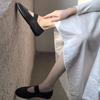 Leather Lazy Clouds Literary Gentle Wind Flat Ballet Shoes Grandma Shoes One-word Broadband Mary Jane Single Shoes Women