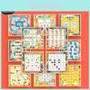 Wooden Educational Board Game Set For Kids With 32 In 1 Multifunction Puzzle And Strategy Play