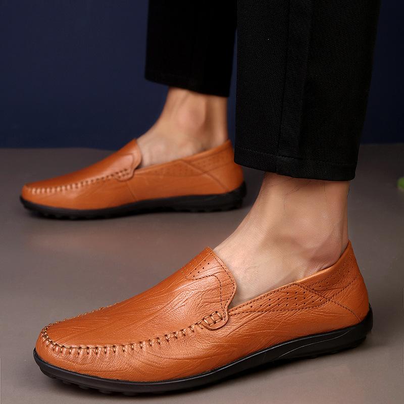 Men's Shoes 2025 Summer New Men's Daily High-quality Leather Driving Soft Sole Simple Pedal Doudou Tide Shoes