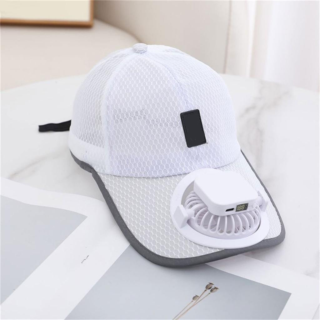 USB Rechargeable Solar Fan Hat Breathable Mesh Baseball Hat Cooling Fan Hat With Adjustable Speed For Men Women Unisex