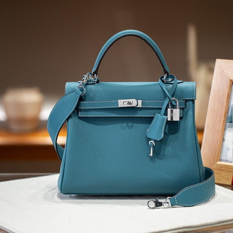 Inner Seam Top Layer Cowhide Togo Leather Bag With Double Shoulder Straps (H09-2528KL)