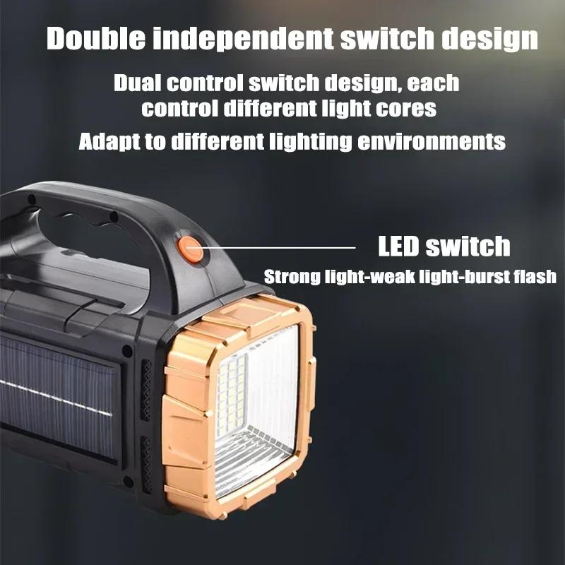 Multi-function Flashlight USB Solar Charging Dual-Purpose Lighting COB Work Light for Hurricane Emergency Hiking Camping