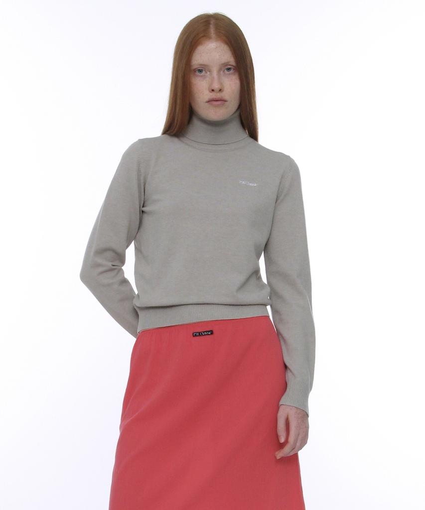 PARTIMENTO WOMEN Pwc Embroidered High-Neck Knit Top_Warm Gray