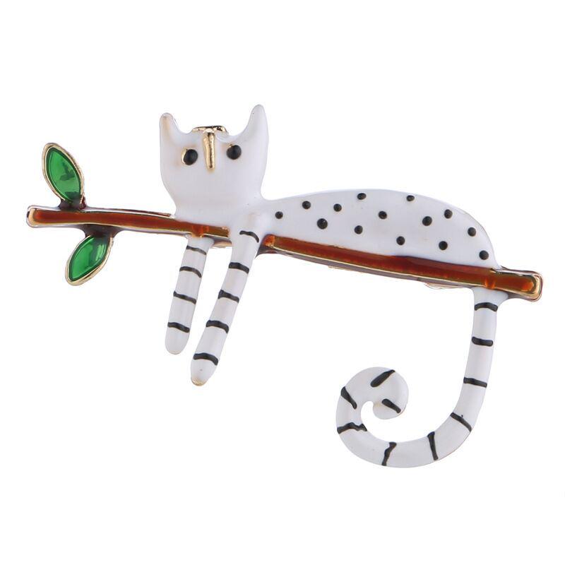 Korean Cute Polka Dot Kitten Couple Brooch - Alloy Cat Pin with Oil Drop