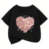 Summer and Spring Casual Tops, Cute Heart T-shirt, Fashionable Short-sleeve for Children