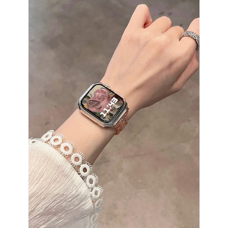 Laser Transparent Acrylic Strap for Apple Watch Band 42mm 46 41 38 45 44 49 40mm Women Bracelet for iWatch Series 10 9 8 7 6 5