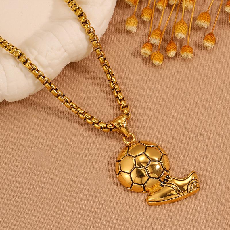 Titanium Steel Necklace, Gold Cup Foot Boots Pendant, Trend World Cup Necklace, Fan Football Manchester United Fashion Necklace.