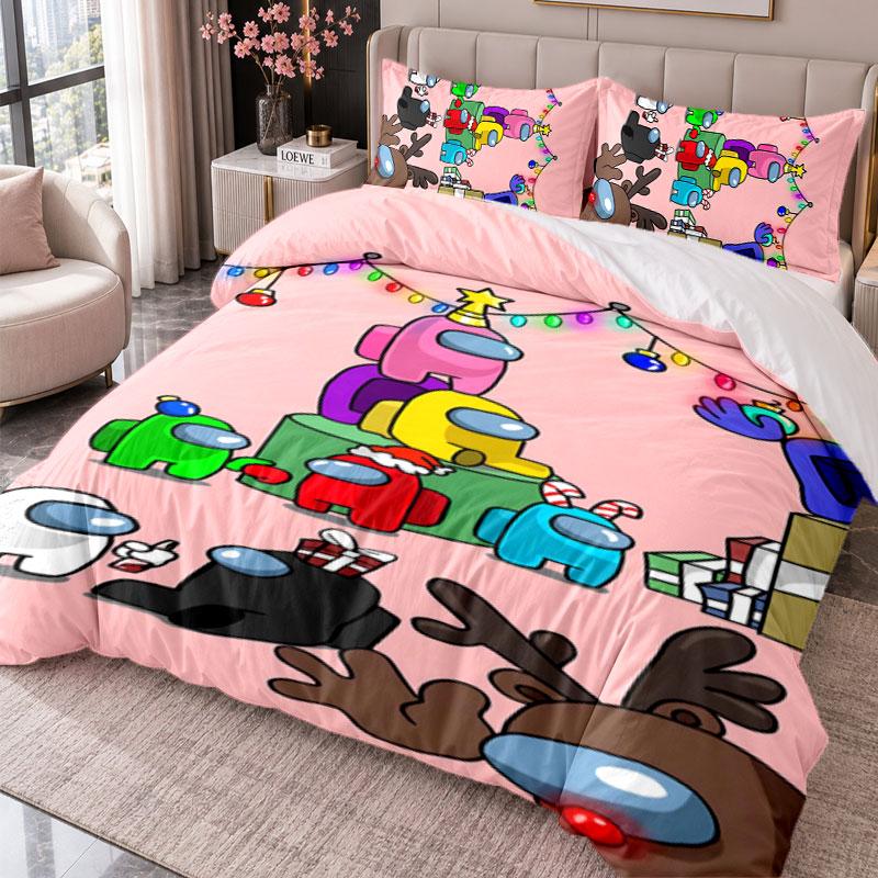 Among Us 3Pcs Bedding Set Duvet Cover With Two Pillowcases For Bedroom Home Decoration