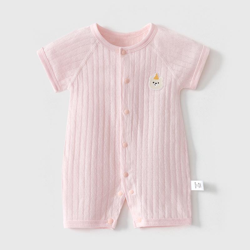 Neugeborenen-Baumwoll-Strampler mit kurzen Ärmeln: Atmungsaktiver, nahtloser Klimaanzug-Anzug