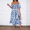 European and American Off-the-Shoulder Puff Sleeve A-Line Summer Dress for Women