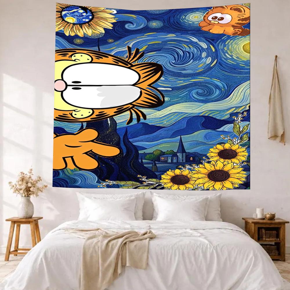 Garfield Comics Adventure Wall Decor Tapestry Art For Pet Memorial Birthdaywedding Party Backdrop Family Gift