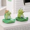 Yousheng Frog/Tortoise Incense Stick Holder with Lotus Leaf Phone Holder Cute Resin Desk Ornament for Home Office Table Shelf Decor