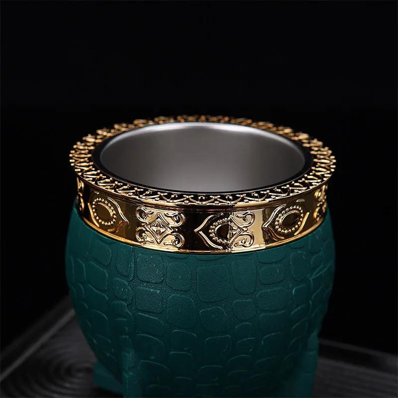 1 buc Cană de apă Paraguay din oțel inoxidabil cu strat dublu cu pai, textură carapace de țestoasă, cană coajă de ou, cană coajă de ou cu textură de piele