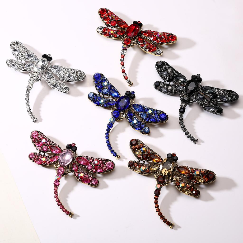 Kristall Vintage Libellen Broschen für Damen Große Insekten Tier Broschen Pin Mode Kleid Mantel Accessoires Süßer Schmuck