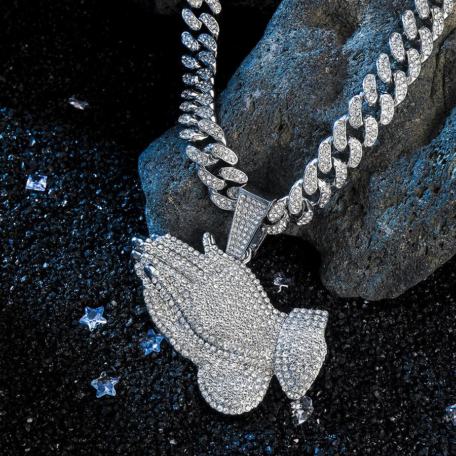 Men's Hip Hop Full Diamond Zinc Alloy Pendant Necklace