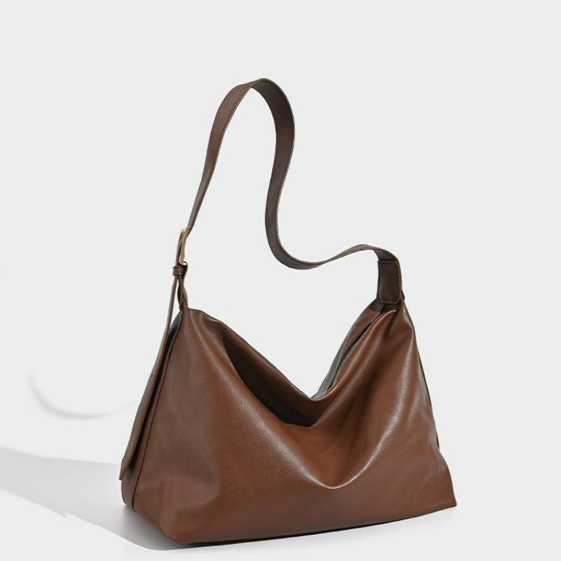 Lazy Style Single Shoulder Bag, Women's High-end Soft Leather Large Capacity Commuting Crossbody Tote Bag