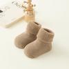 Kids Winter Plush Looped Floor Socks Velvet Lining Baby Socks 0-3Year Children Solid Color Stockings Thick Warm Newborn Footwear