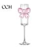 Butterfly Wine Glass Champagne Flutes with 3D Pink Decoration Wedding Glasses Faux Crystal Party Anniversary