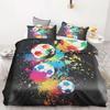 Cartoon Duvet Cover Set Football Graffiti 3D Soccer Ball Bedding Set For Boys Teens Sports Theme Bed Linen With Pillowcases