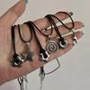Neue Koreanische Mode Hohl Titan Stahl Stern Pentagramm Anhänger Halskette für Frauen Männer Schwarz Seil Kette Choker Y2k Party Schmuck