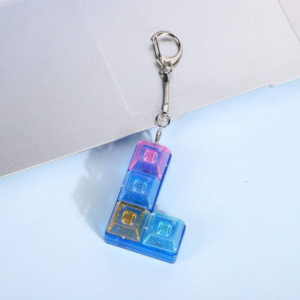 Creatve 4 Keys Fidget Keychain Keycap Stress Relief Clicker Toy Pendant Pass The Time Key Button Finger Keyboard Cap for Adult