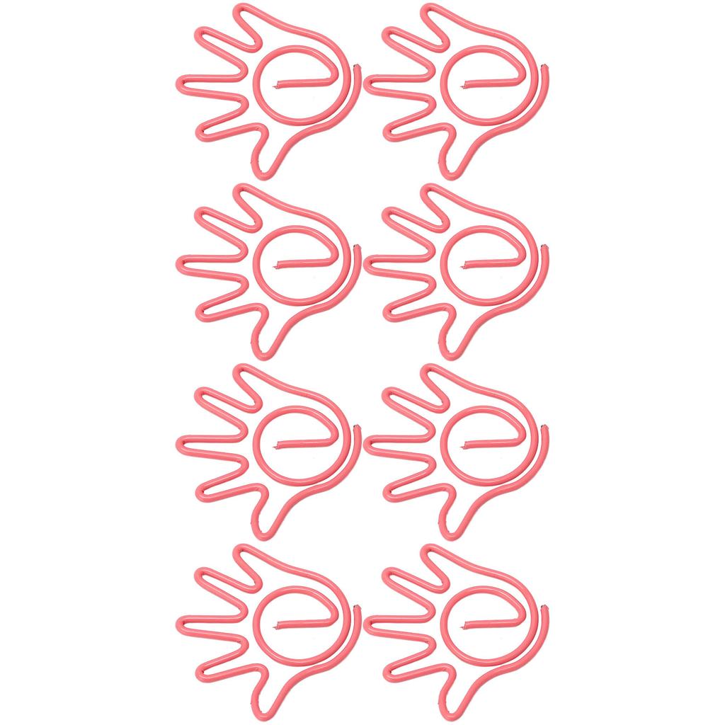 100Pcs Paper Clip Metal Hand Shaped Design Rustproof Paperclip Decoration for Office School Pink