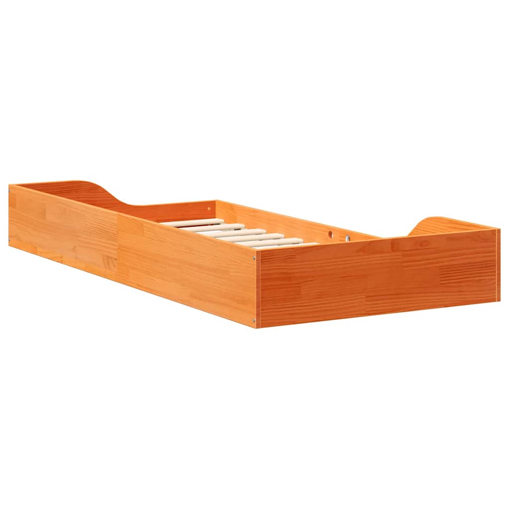 Bed Frame Wax Brown 75 x 190 cm Solid Pine Wood