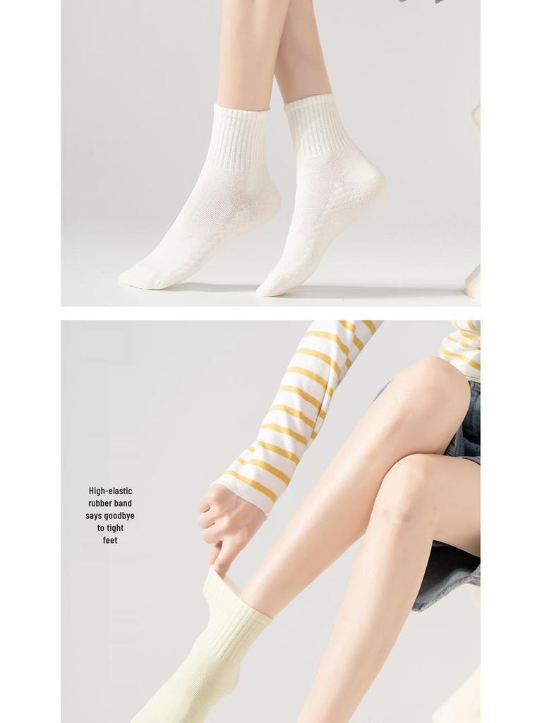 10A Children's Solid Color Mid-Calf Anti-Odor Socks - Aromatherapy Gift Box Set, Breathable and Business Style